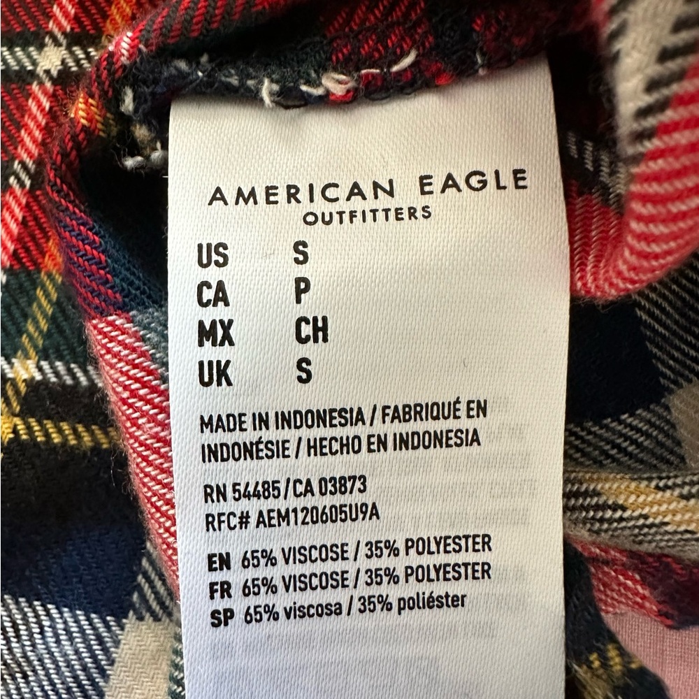 American Eagle | Red Plaid Boyfriend Flannel Shirt “Ahhmazingly Soft!” | Size - Picture 8 of 8